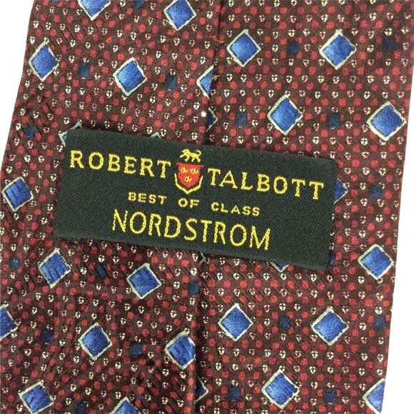 Robert Talbott Best Of Class Nordstrom Silk Necktie Geometric Burgundy USA - Picture 4 of 6